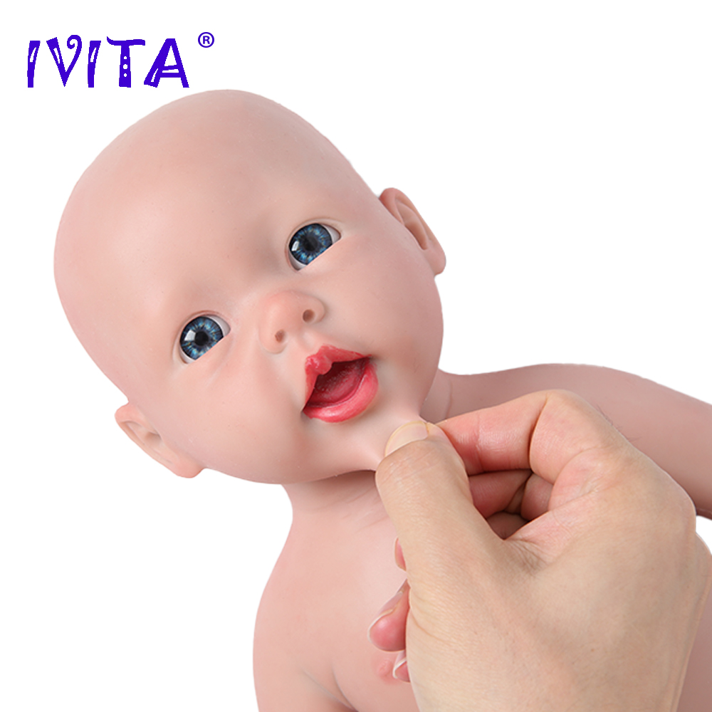 IVITA 16'' Lifelike Silicone Reborn Doll Painted Hair Baby Girl Birthday Gift 