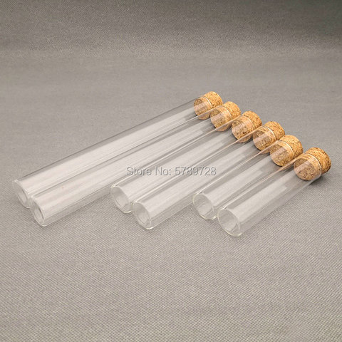 Outer diameter 25mm flat bottom Glass test tube with cork stopper,Lab Thickened glass reagent reaction vessel ► Photo 1/6