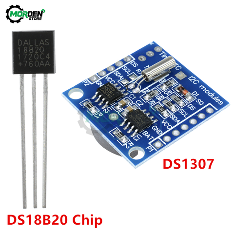 DS1307 Module Tiny I2C RTC DS1307 AT24C32 Memory Real Time Clock Module  + DS18B20 Temperature Sensor Chip DIY Kit ► Photo 1/6