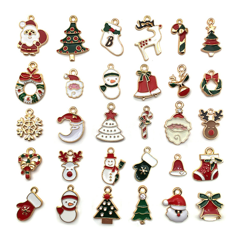 Semitree 10pcs Mixed Style Christmas Bracelet Charms Santa Claus Necklace Pendants for DIY Jewelry Making Hadmade Findings ► Photo 1/5