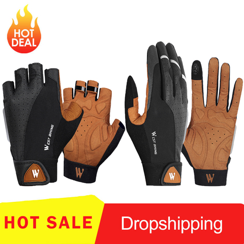 WEST BIKING Full Finger Cycling Gloves Touch Screen Anti Slip Anti-shock Bike Bicycle Dustproof Motorcycle Sports Gloves Hot ► Photo 1/6