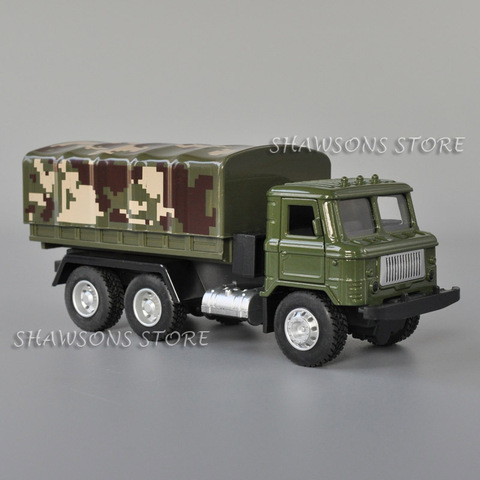 1:43 Scale Diecast Military Model Toy Soviet GAZ-66 Flatbed Truck Pull Back Vehicle Miniature Replica w/ Sound & Light ► Photo 1/5