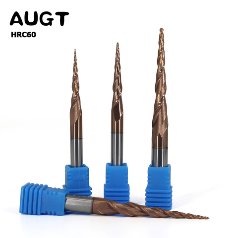 AUGT HRC60 Tapered Ball Nose End Mill Tungsten Solid Carbide Cnc Milling Cutter Wood Metal Rrouter Bit Cutter 3.175mm 4mm 6mm 8m ► Photo 1/6