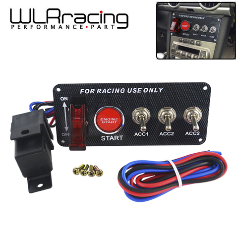 WLR RACING - Racing Car 12V LED Ignition Switch Panel Engine Start Push Button LED Toggle Carbon Fiber QT313 ► Photo 1/6