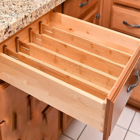 Bamboo Drawer Dividers, Drawer Organizer, Drawer Separator Spring Loaded Adjustable ► Photo 1/6