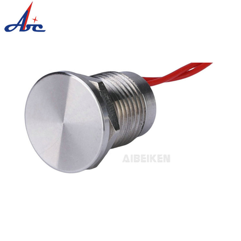 Abbeycon Stainless steel NO Waterproof 12mm Flat Head Momentary IP68 Piezo Switch With Wire ► Photo 1/6