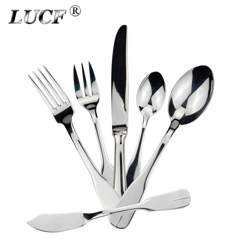 LUCF Top Grade Cutlery 6pcs Stainless Steel Western Dinnerware with Cake Fork Butter Knife Mirror Polish Useful Hot Tableware ► Photo 1/6