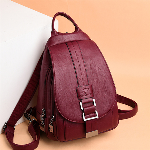 Hot Women Leather Backpacks Female Vintage Backpack For Teenage Girls School Chest Bag Travel Bagpack Ladies Sac A Dos Back Pack ► Photo 1/6