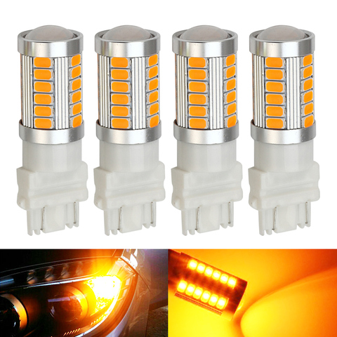 4Pcs/ 3157 T25 3056 3156 3057 Led Reverse Light 33-SMD 3157 Led Turn Brake Light Tail Lamp 12V White RED Amber ► Photo 1/6