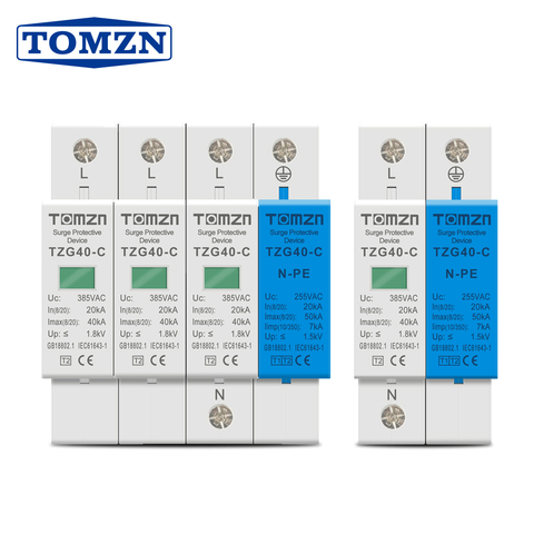 AC SPD Din rail 1P+NPE 3P+NPE 50KA T1 T2 385V 255V  House holde Surge Protector Protective Low-voltage  Arrester Device ► Photo 1/6