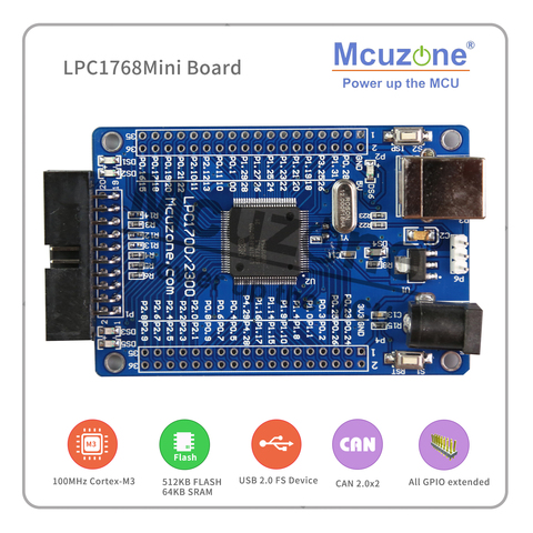 FREE SHIPPING!LPC1768 Mini Board 100MHz Cortex-M3, USB, EMAC, UART, SPI, I2C, ADC, DAC, SD NXP GPIO CAN ► Photo 1/6