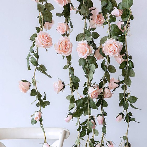 2m Artificial Flowers Rose Ivy Vine Wedding Decoration Real Touch Silk Flower String Home Hanging Garland Party Wedding Decor ► Photo 1/6
