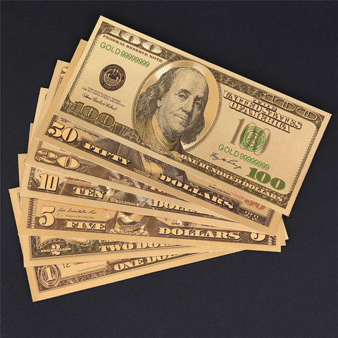 Colored American Gold Banknote 5 Dollar Banknote Fake Money Value Souvenir  Gold Plated For Collection Gifts 10pcs/lot - Gold Banknotes - AliExpress