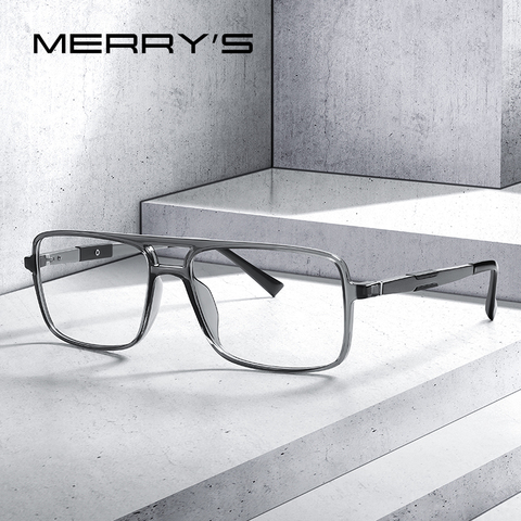 MERRYS DESIGN Men Fashion Square Glasses Frames Aluminum Temples Myopia Prescription Optical Eyewear S2510 ► Photo 1/6