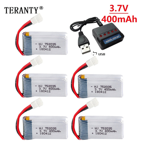 3.7V 400mAh 35C Lipo Battery and Battery charger for X4 H107 H31 KY101 E33C E33 U816A V252 H6C RC Quadcopter Drone Spare Part ► Photo 1/4