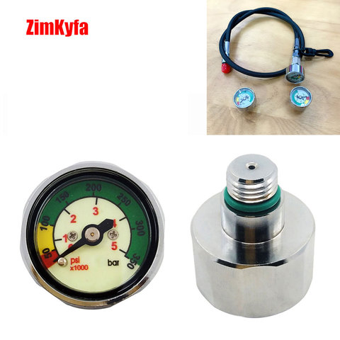 Scuba Diving Pony Bottle Pressure Gauge 1 inch Face 350 BAR/5000 PSI 7/16