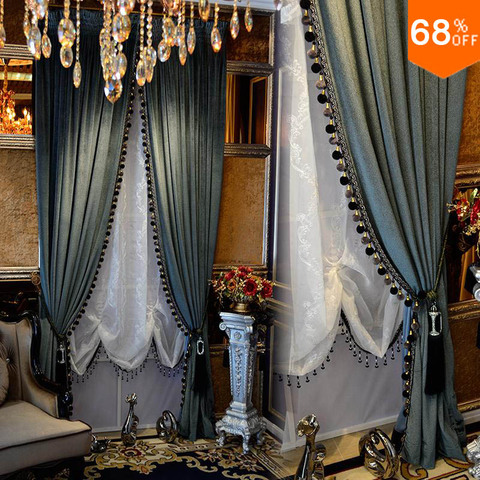 blackout thick solid Velvet Curtain Pure Color Luxury For BedRoom Black out luxurious Drapery door bead curtains beaded curtain ► Photo 1/6