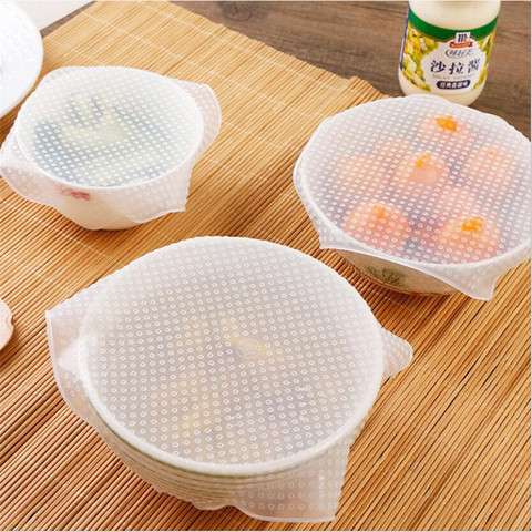 4Pcs Silicone Bowl Covers Food Fresh Keeping Wrap Reusable Silicone Wrap Seal Lid Cover Stretch Vacuum Food Wrap Kitchen Accs ► Photo 1/6