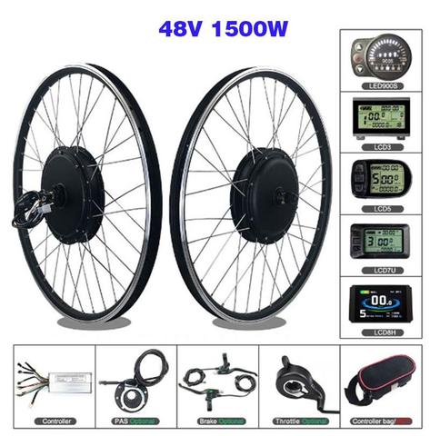 SOMEDAY Electric Bicycle Conversion Kit 48V 1500W Front BLDC Hub Motor 20/24/26/27.5/28/29 inch 700C Wheel For E-bike ► Photo 1/6