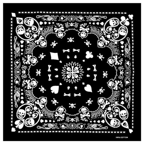 55x55cm White Black Skull Poker Geometric Bandana Unisex Harajuku Hip Hop Square Headband Motorcycle Sports Hair Wrap Wristband ► Photo 1/6