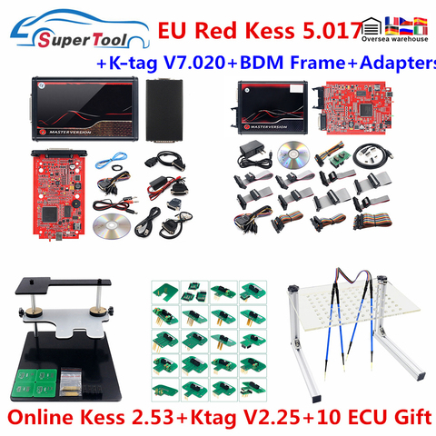 KESS V5.017 RED PCB KTAG V7.020 V2.25 4 LED Master K-TAG 2.25 7.020 LED BDM Frame ECU Chip Tuning Tool Kess 5.017 BDM Adapter ► Photo 1/6