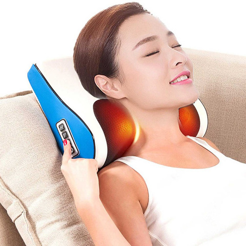 Infrared Heating Neck Shoulder Back Body Electric Massage Pillow Shiatsu Massager Device Cervical Healthy Massageador Relaxation ► Photo 1/6