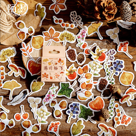 46 pcs/lot Autumn Fallen leaves Plant Paper Small Diary Mini Cute box Stickers set Scrapbooking Cute Flakes Journal Stationery ► Photo 1/5