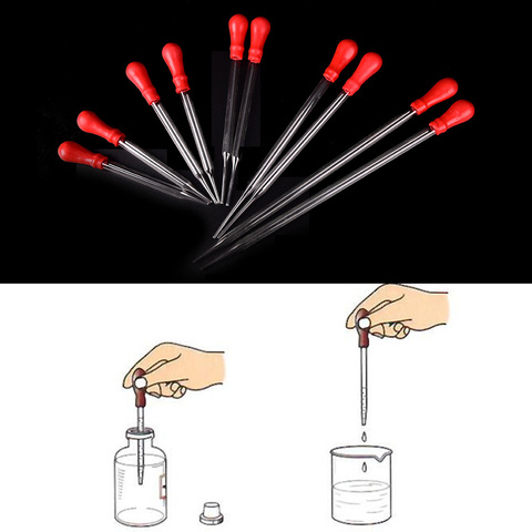 2pc/lot 9cm/10cm/12cm/15cm/20cm Durable Long Glass Experiment Medical Pipette Dropper Transfer Pipette With Red Rub Lab Supplies ► Photo 1/6