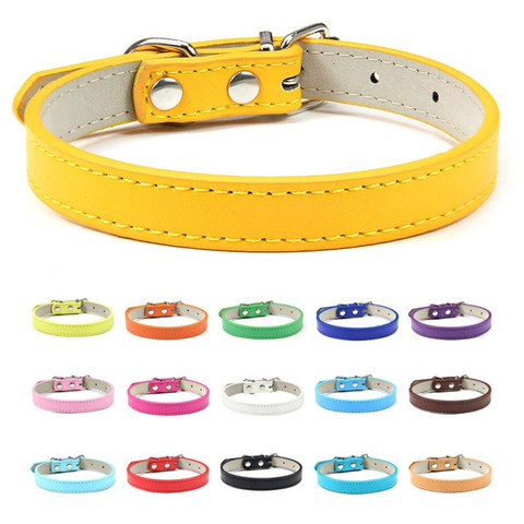 1PC Popular Adjustable Colorful Pet Collars Kitten Cat Collar PU Leather Neck Strap Safe for Dogs Soft Pet Supplies ► Photo 1/6