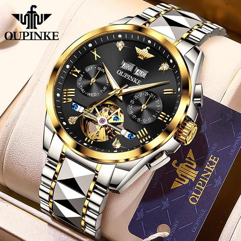 OUPINKE Mechanical Watches Mens 2022 Luxury Tourbillon Automatic Watch Top Brand Sapphire Wrist Watches For Men reloj hombre ► Photo 1/1