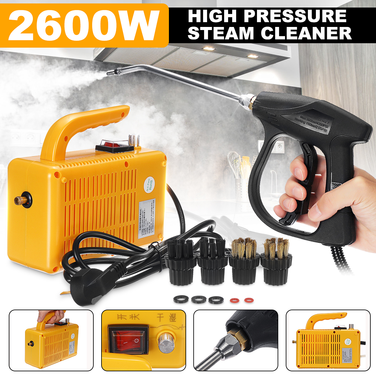 220V 3000W High temperature High Pressure Mobile Cleaning Machine Steam Cleaner 