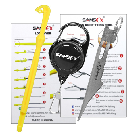 SAMSFX Quick Knot Tying Tool Loop Tyer Hook Remover w/ Zinger Retractors Fly Fishing Gear Combo Fish Tackles Accessories ► Photo 1/6