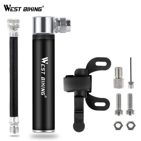 WEST BIKING Hand Mini Bicycle Pump Tire Air Inflator Schrader Presta Valve Ball Needle Hose MTB Accessories Portable Bike Pump ► Photo 1/6