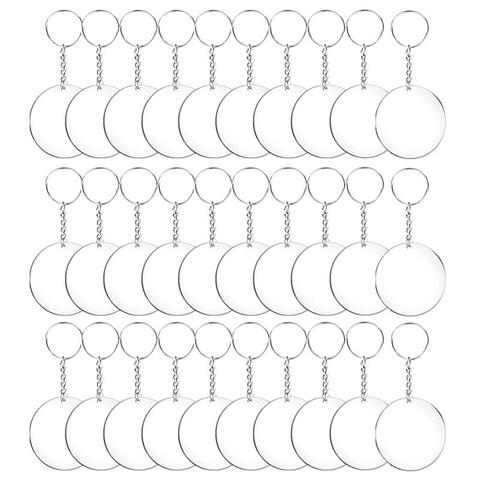 24/36/48pcs Acrylic Transparent Circle Discs Set Key Chains Clear Round Acrylic Keychain Blanks Keychain for DIY (Transparent) ► Photo 1/6