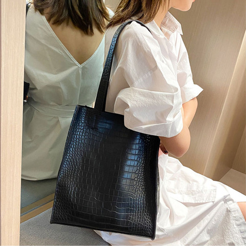 SMOOZA Fashion Women Bags Casual Totes Bag New Alligator Leather Shoulder Handbags Wild Lady's Bag Large Capacity Shopper Totes ► Photo 1/6