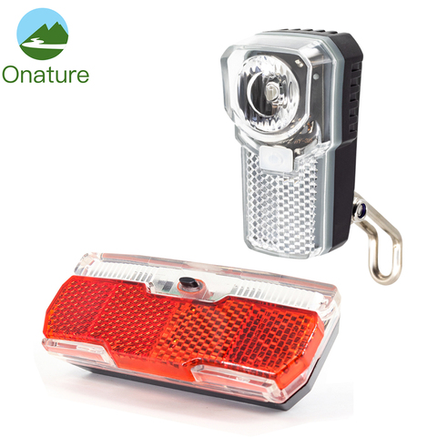 Onature AAA Battery Bike Fork Light and Bicycle Carrier Rear Light Easy Install Bike Light Set City Commuting Bike Safety Lamp ► Photo 1/6