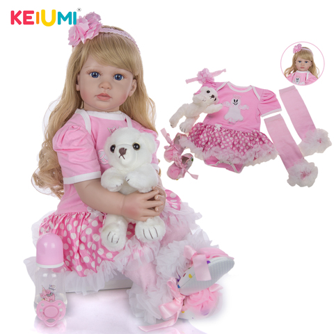 KEIUMI Lovely Reborn Baby Princess Doll Cute Soft Vinyl Cloth Body Simulation 60 cm Doll Baby Toy Fashion Kid Christmas Present ► Photo 1/6