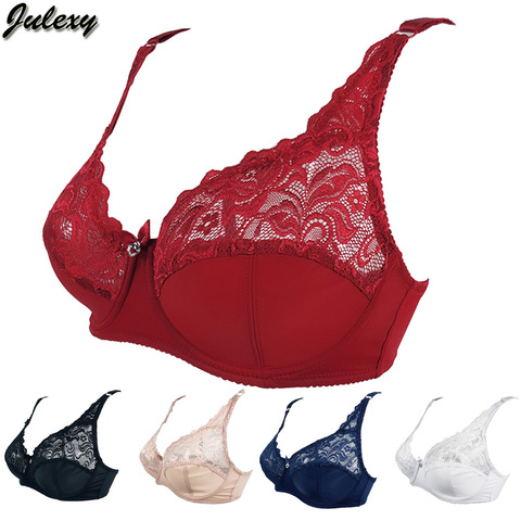 Julexy New 2022 Sexy Ultrathin Transparent Brassiere C D Cup Big Size Women Bra Solid Lace Hollow Out Soutien Gorge Underwear ► Photo 1/6