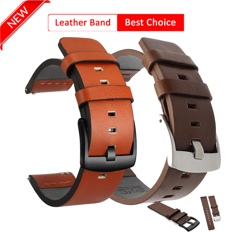 High Quality Leather Watchband for Samsung Galaxy Watch 3 41mm 45mm Active2 20mm Strap Band for Watch Quick Release 18mm 24mm ► Photo 1/6