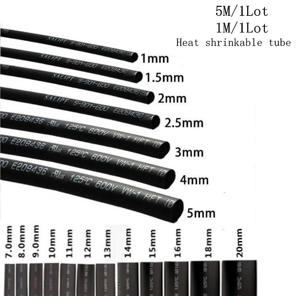 5 /1 METER/LOT BLACK 1mm 1.5mm 2mm 2.5mm 3mm 3.5mm 4mm 5mm 6mm Heat Shrink  Tubing Tube - Price history & Review, AliExpress Seller - Advanced  Electrical Store