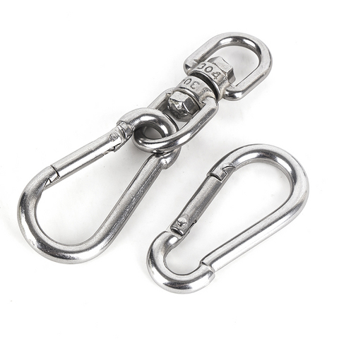 Hotaste mini 304 Stainless steel Swivel Ring Universal Rotating Hook Climbing Spring Lock Pet Lead Dog Chain Hook Multi-function ► Photo 1/6