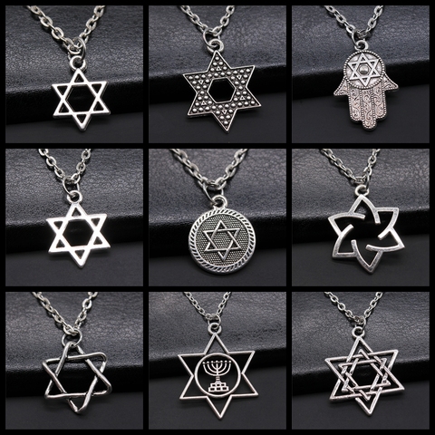 Star Of David Pendant Necklace Israel Jewelry Chain Necklaces Men Women Judaica Antique Silver Color Jewish Jewelry ► Photo 1/1