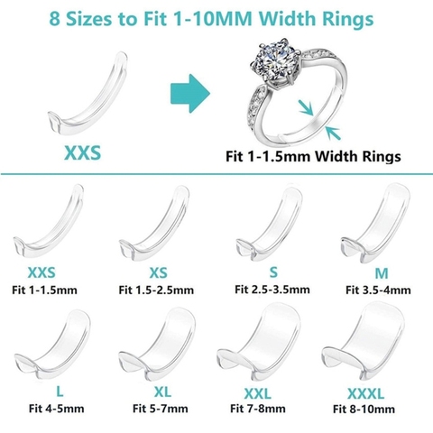 8 Sizes Silicone Invisible Clear Ring Size Adjuster Resizer Loose Rings Reducer Ring Sizer Fit Any Rings Jewelry Tools ► Photo 1/6