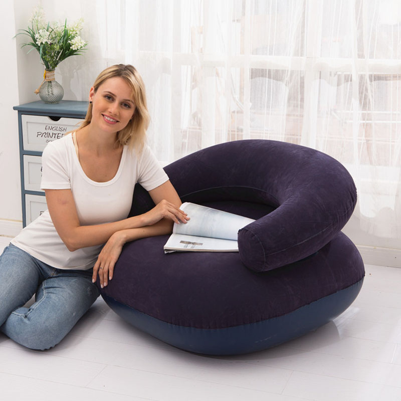 Flocking Inflatable Bag Lazy Sofa Bed Footrest Portable Folding Durable Travel 