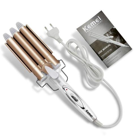 Kemei High Quality Hair Curling Iron Professional 110-220V Ceramic Triple Barrel Hair Curler Hair Waver Styling Tools Curler ► Photo 1/6