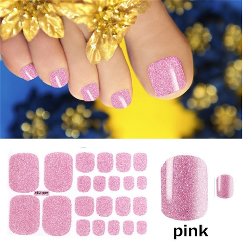 1 Sheet Glitter Toenail Art Polish Stickers Nail Tips Nail File Pure Color Adhesive Wraps Manicure Decal Strips Drop Shipping ► Photo 1/6