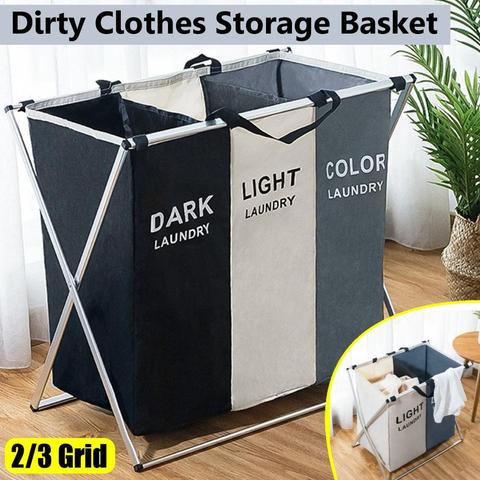 X-shape Collapsible Dirty Clothes Laundry Basket 2/3 section Foldable Organizer Dorm Laundry Hamper Sorter Washing Laundry Bag ► Photo 1/6