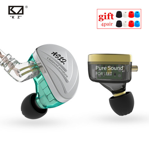 KZ AS12 12BA Balanced Armature Drives In Earphones HIFI Sport Monitor Headset Noise Cancelling Earbuds earphones AS16 AS10 ZSX ► Photo 1/6