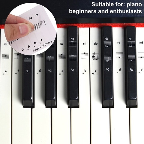 32/37/54/61/88 Key Piano Stickers PVC Transparent Piano Keyboard Piano Stave Electronic Keyboard Name Note Sticker Accessories ► Photo 1/6