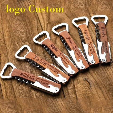 Logo Custom Multifunctional Wooden Beer And Wine Bottle Opener  Creativity Personalized Opener Red Pine Wood Beer Screwdriver ► Photo 1/6